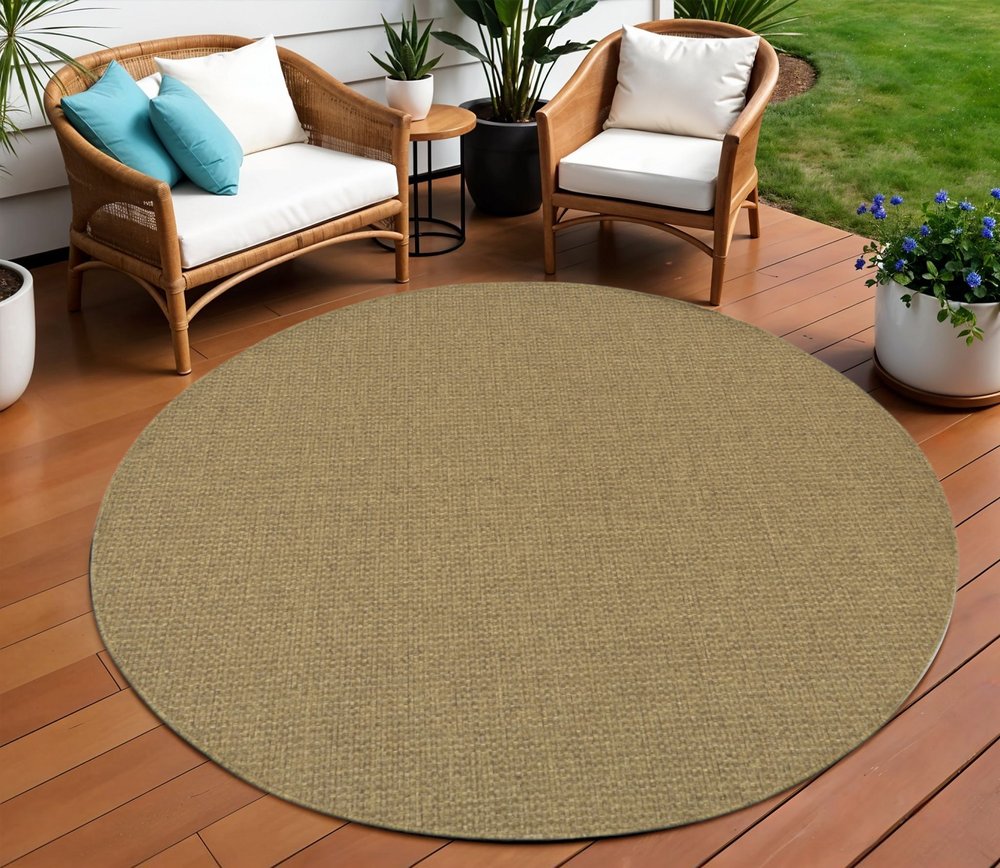8' Tan Indoor Outdoor Runner Rug