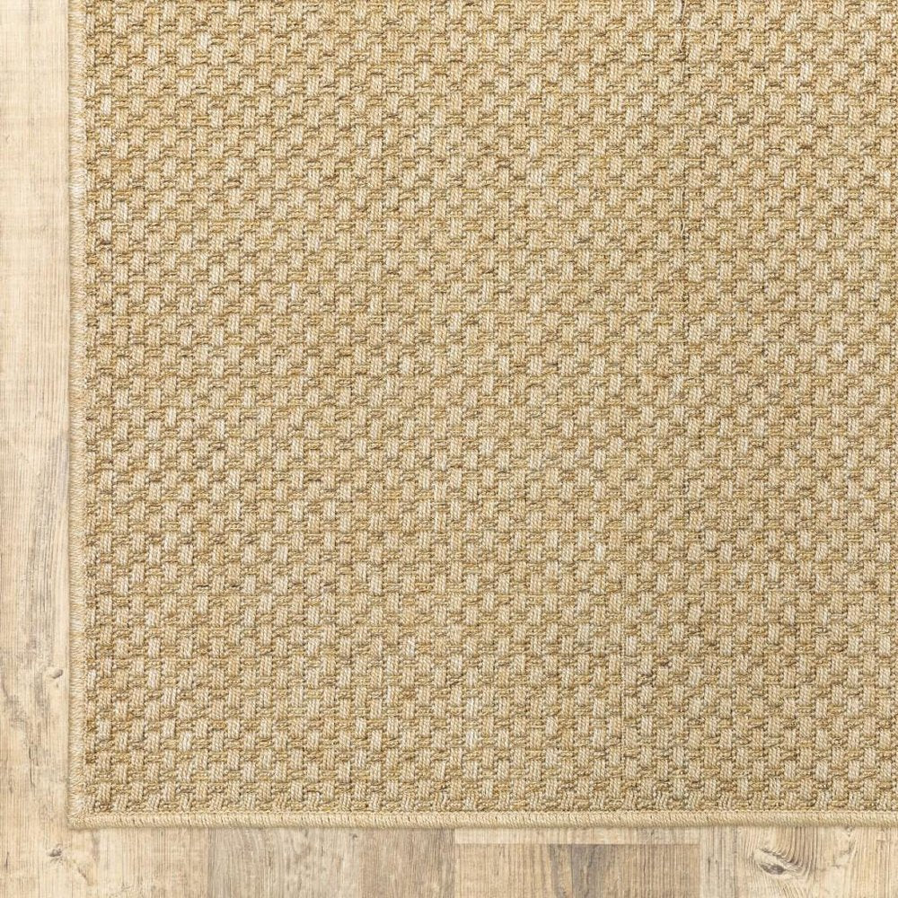 8' Beige Indoor Outdoor Runner Rug