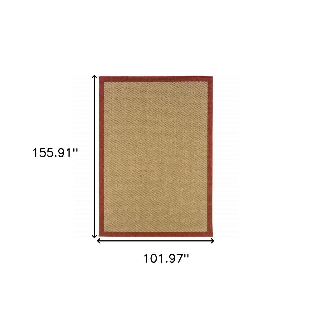 8' X 13' Beige Indoor Outdoor Area Rug