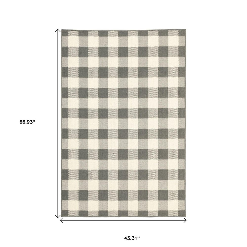 8' Gray And Ivory Indoor Outdoor Runner Rug