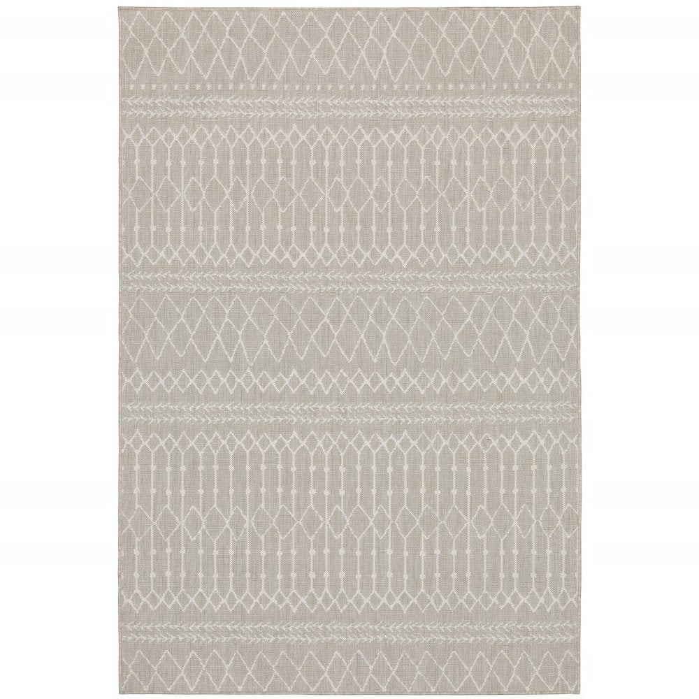 3' X 5' Gray And Ivory Indoor Outdoor Area Rug