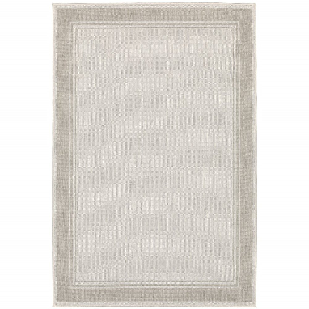 8' X 10' Gray And Ivory Indoor Outdoor Area Rug