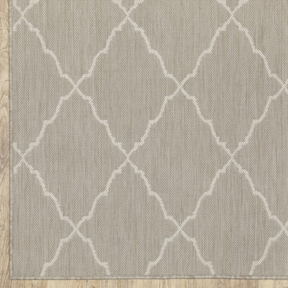 10' X 13' Gray And Ivory Indoor Outdoor Area Rug