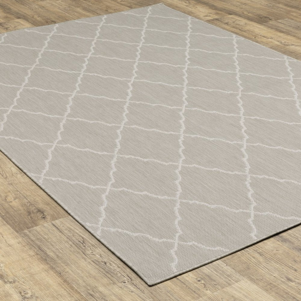 10' X 13' Gray And Ivory Indoor Outdoor Area Rug