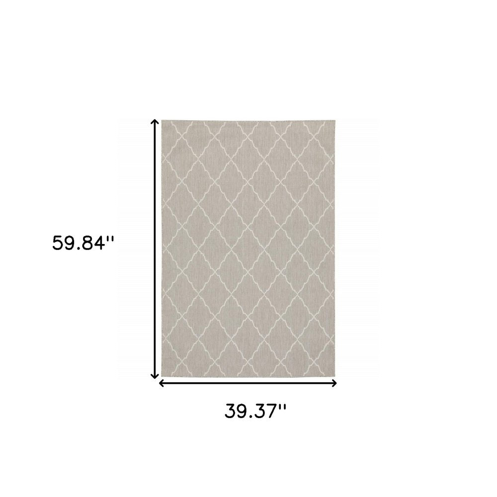10' X 13' Gray And Ivory Indoor Outdoor Area Rug
