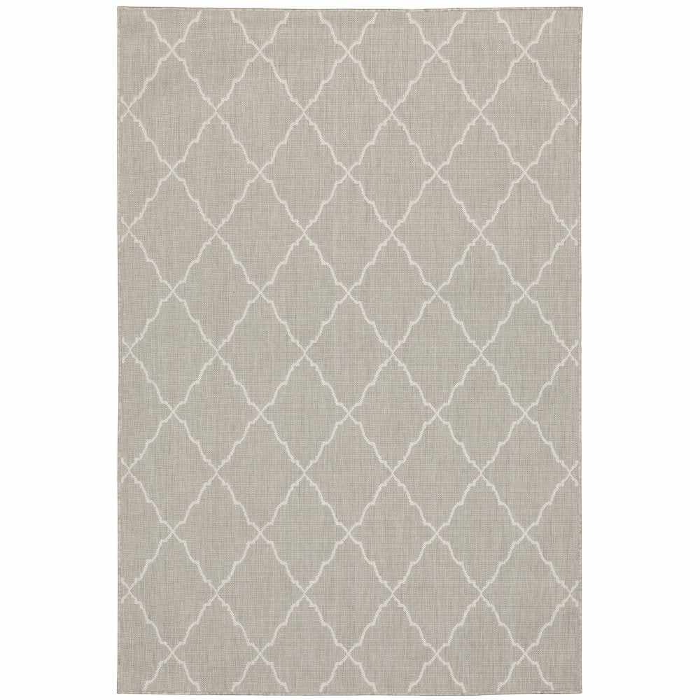 10' X 13' Gray And Ivory Indoor Outdoor Area Rug