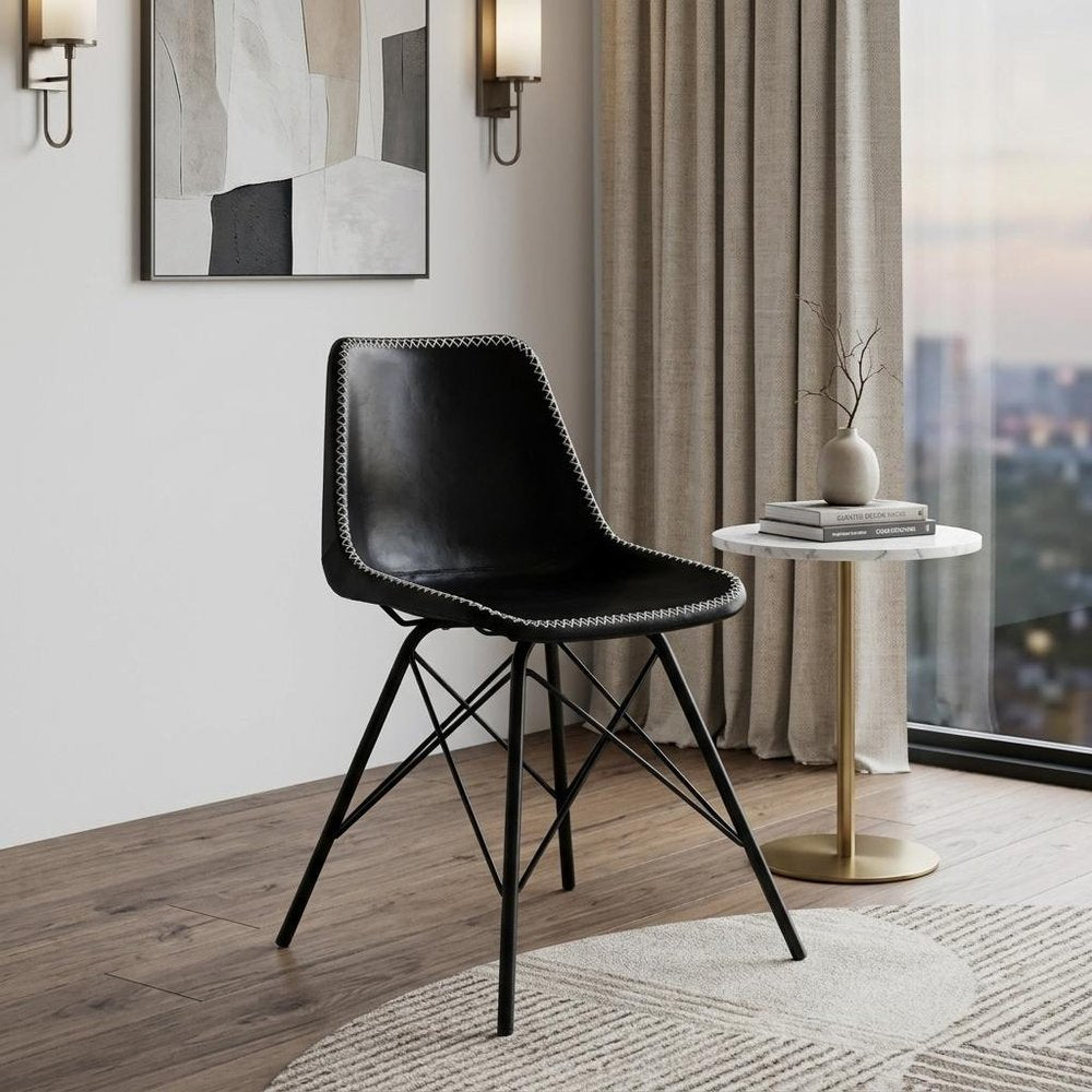 18" Black Faux Leather Side Chair