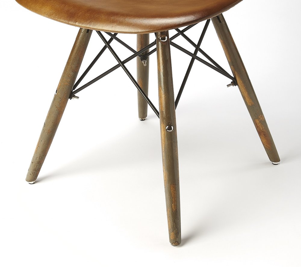 18" Brown and Copper Faux Leather Side Chair