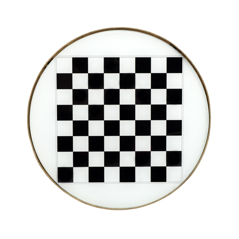 19" White and Gold Glass and Metal Round Coffee Table