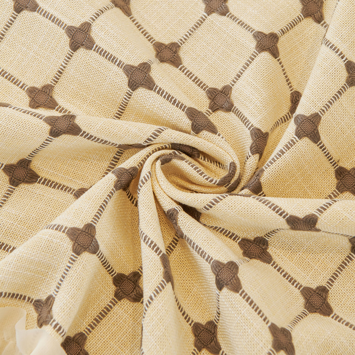 Grid Textured Sofa Cover with Sheer Ruffle Skirt, Pet-Friendly Sofa Throw Slipcover