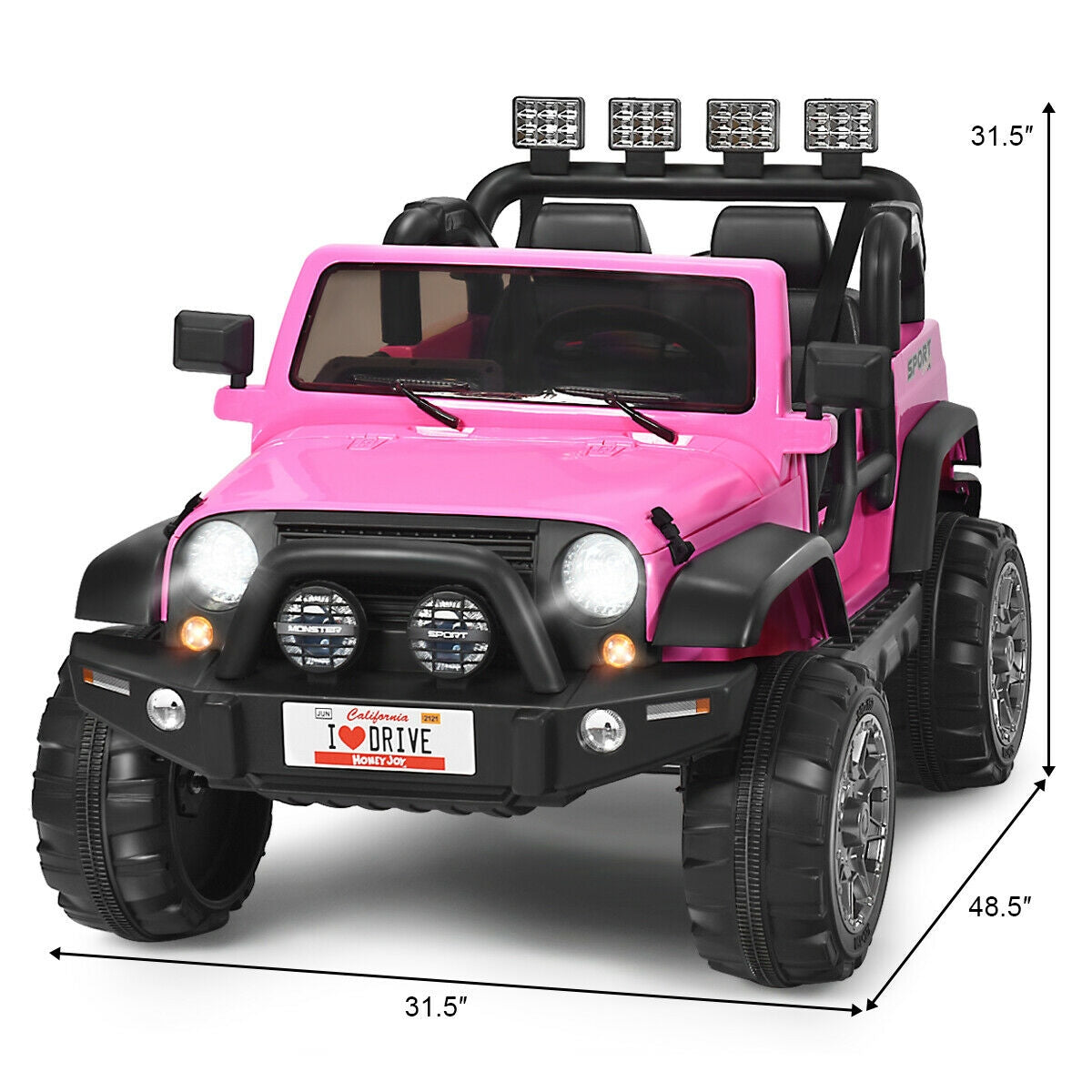 12V 2-Seater Ride on Car Truck with Remote Control and Storage Room-White
