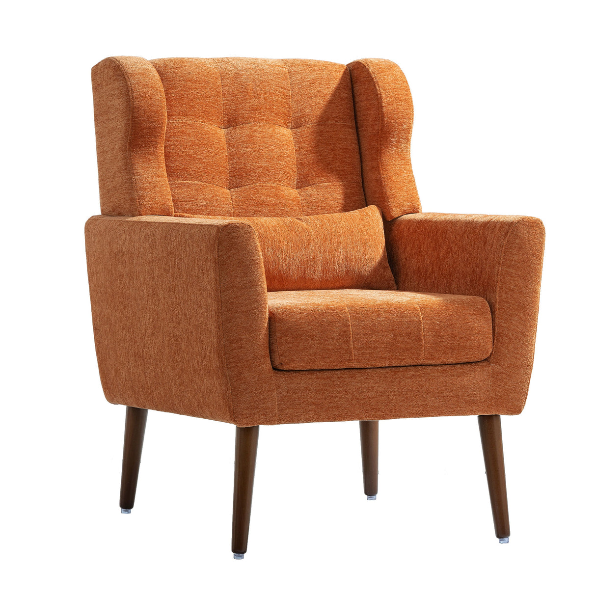 Modern Accent Chair, Chenille Arm Chairs For Living Room, Upholstered Mordern Armchair, Comfy Soft Padded Lounge Chair In Small Space, Bedroom, With Pillow, Solid Wood Leg by Couch.com