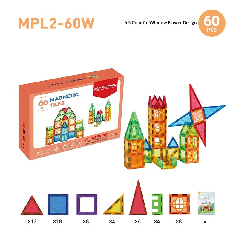 65cm Colorful Window Childrens Magnetic Building Toy Educational Magnetic Blocks