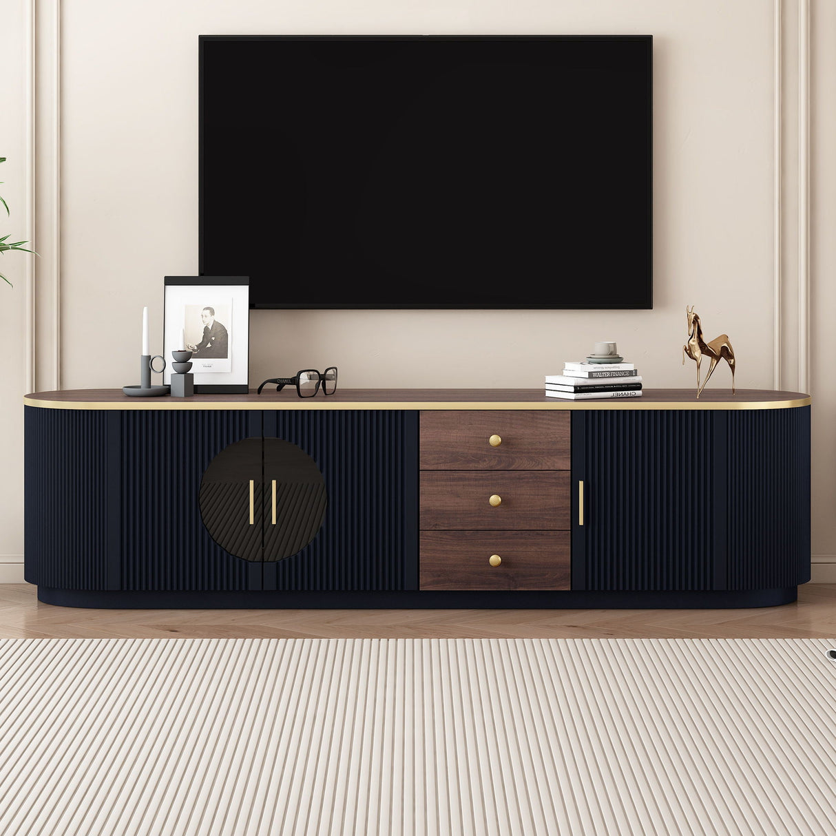 Modern Minimalist TV Stand For TVs Up To 80" With 3 Drawers And 1 Shelf by Couch.com