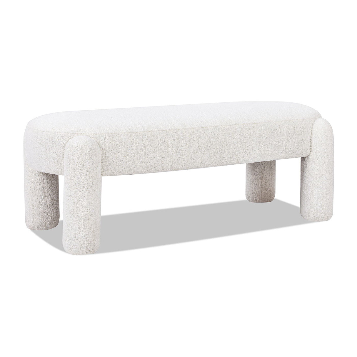 Hugo - Oval Fully Upholstered Bench - Milk Cream White by Couch.com