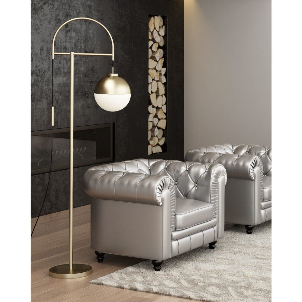 69" Bronze Steel Floor Lamp With Bronze Steel Globe Shade