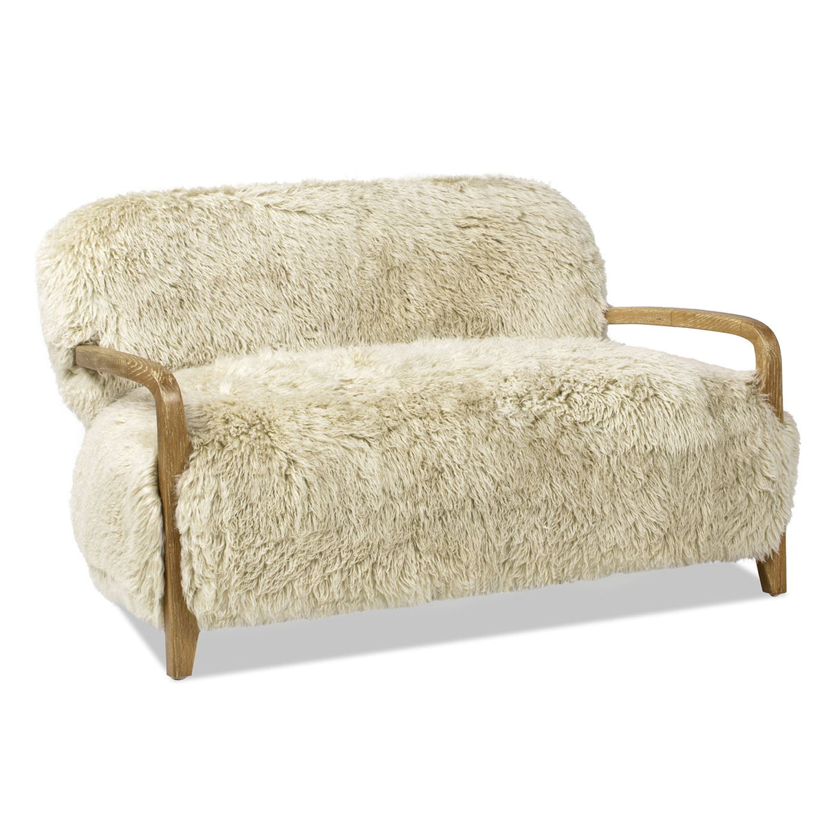 Enchante - Sheepskin Accent Loveseat - Taupe / Natural by Couch.com