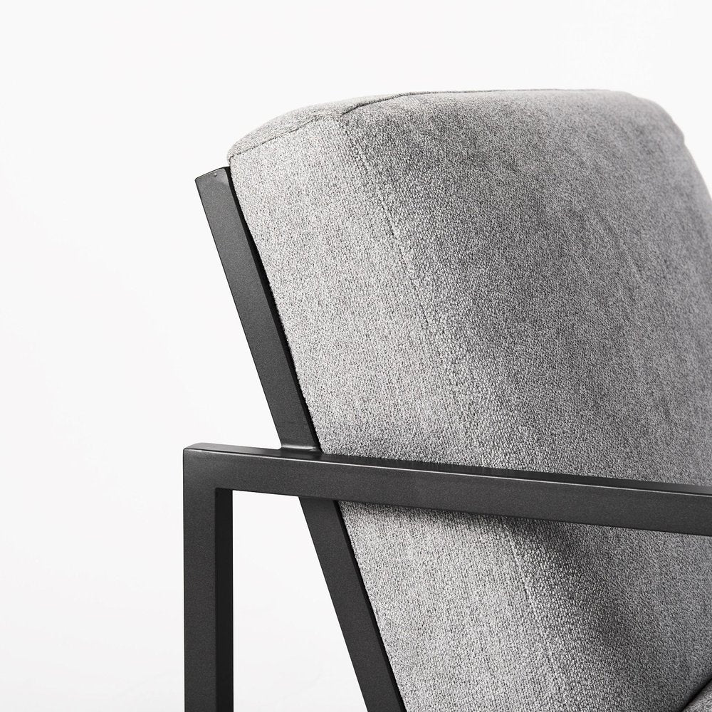 33" Gray and Black Fabric Wingback Chair
