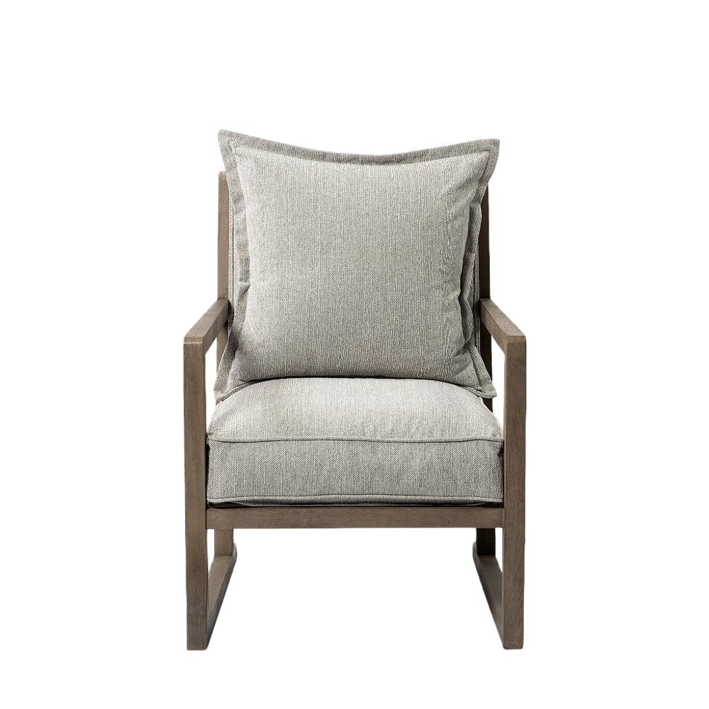 32" Ash Gray and Brown Fabric Arm Chair