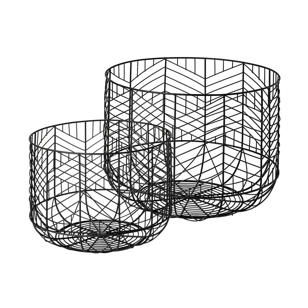 Set of Two Black Metal Tabletop Sculpture