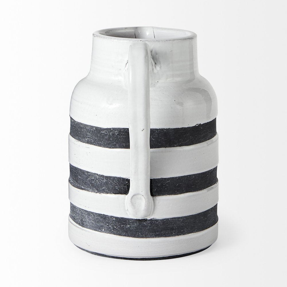 9" Blue And White Cylinder Ceramic Urns Jars