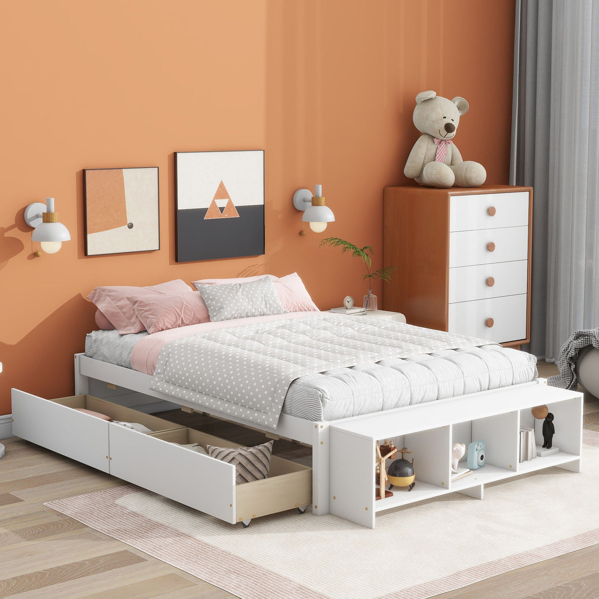 Bed With Storage Case, 2 Storage Drawers, Lengthwise Support Slat by Couch.com