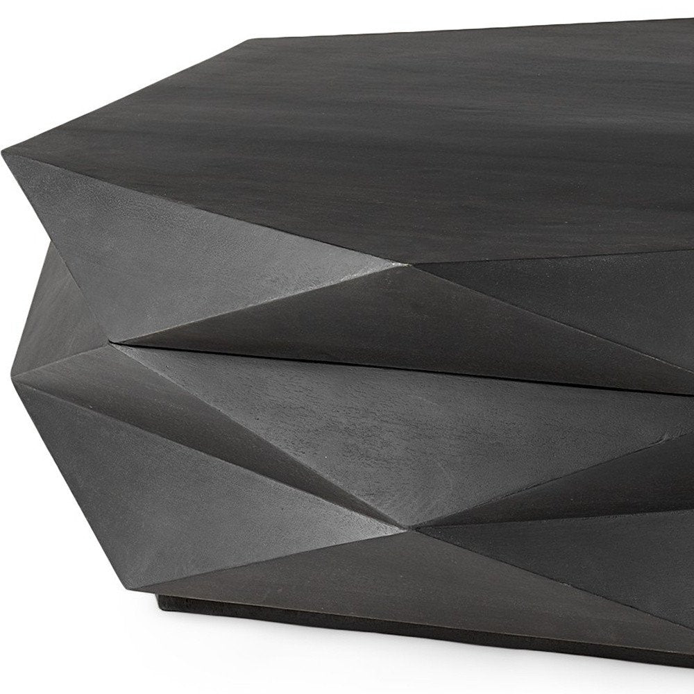 48" Black Wood Octagon Solid Coffee Table
