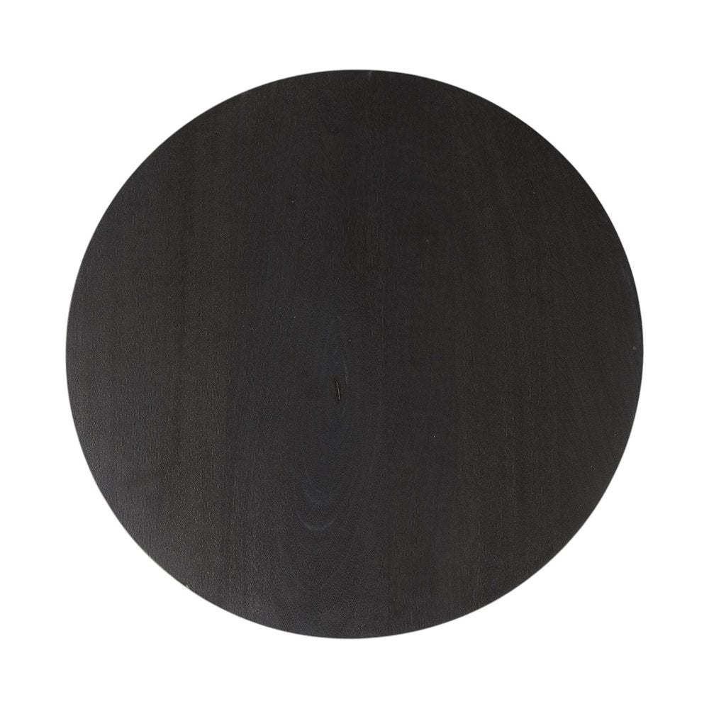 24" Black Solid and Manufactured Wood Round End Table