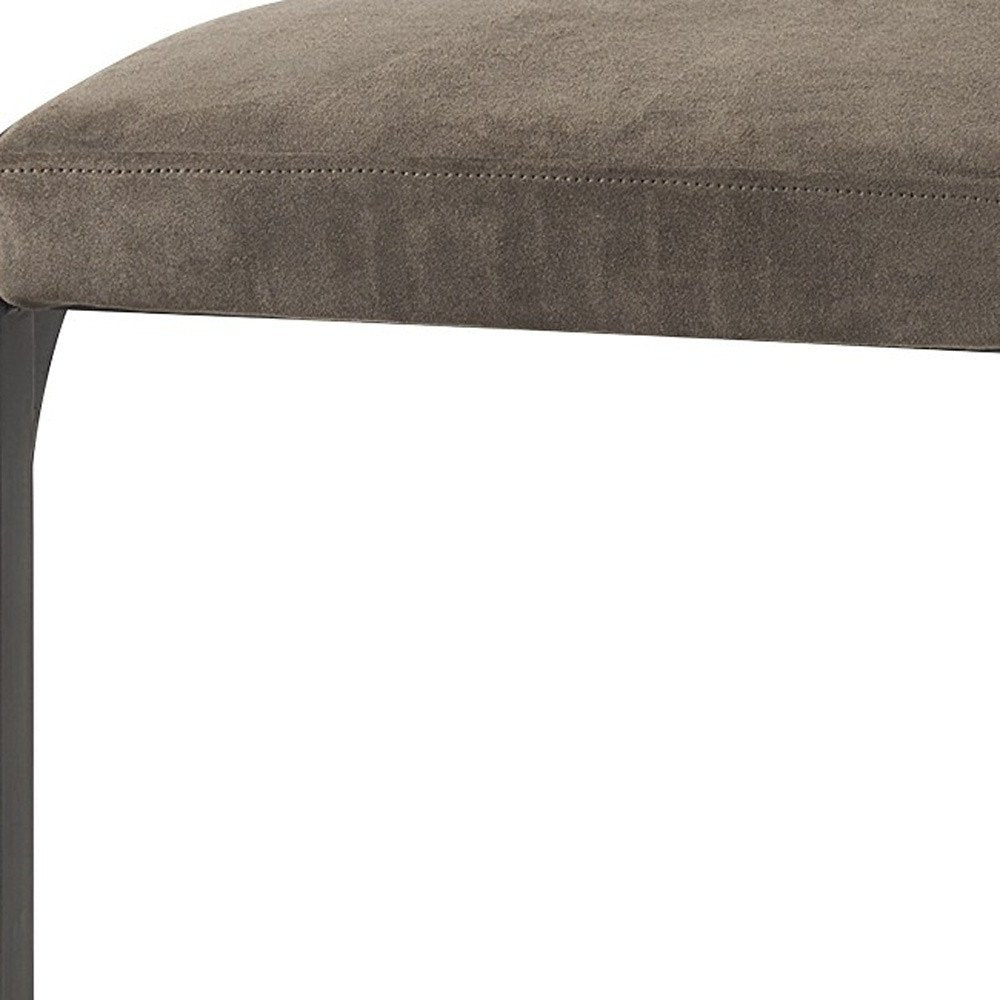 29" Black Leather and Metal Backless Bar Chair