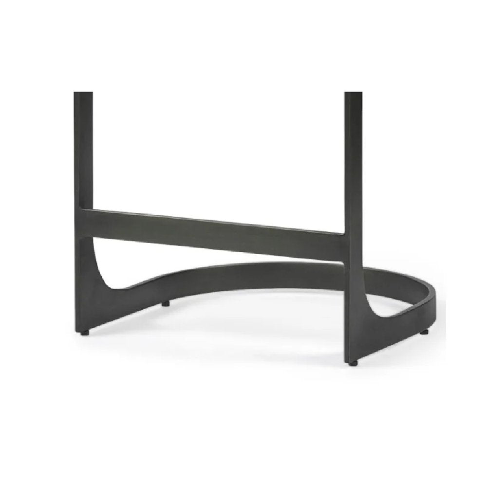 29" Black Leather and Metal Backless Counter Height Bar Chair