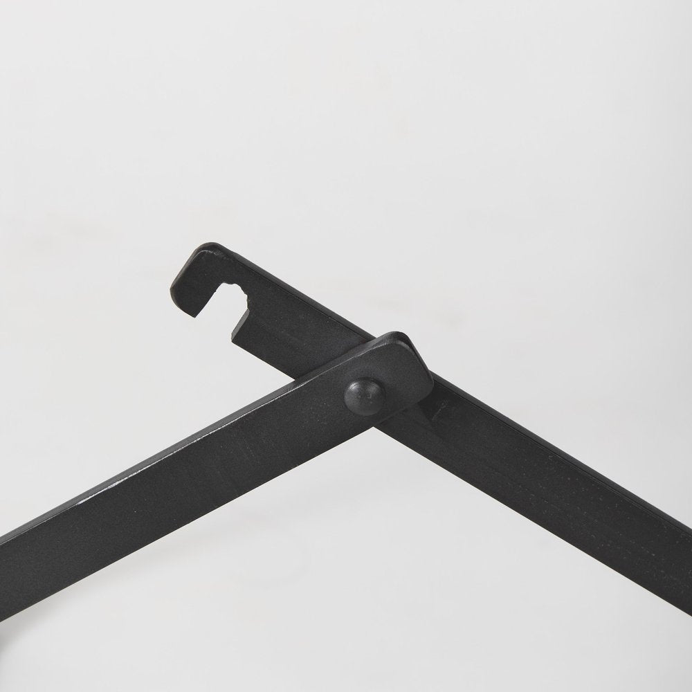 26" Brown And Black Leather And Metal Bar Chair