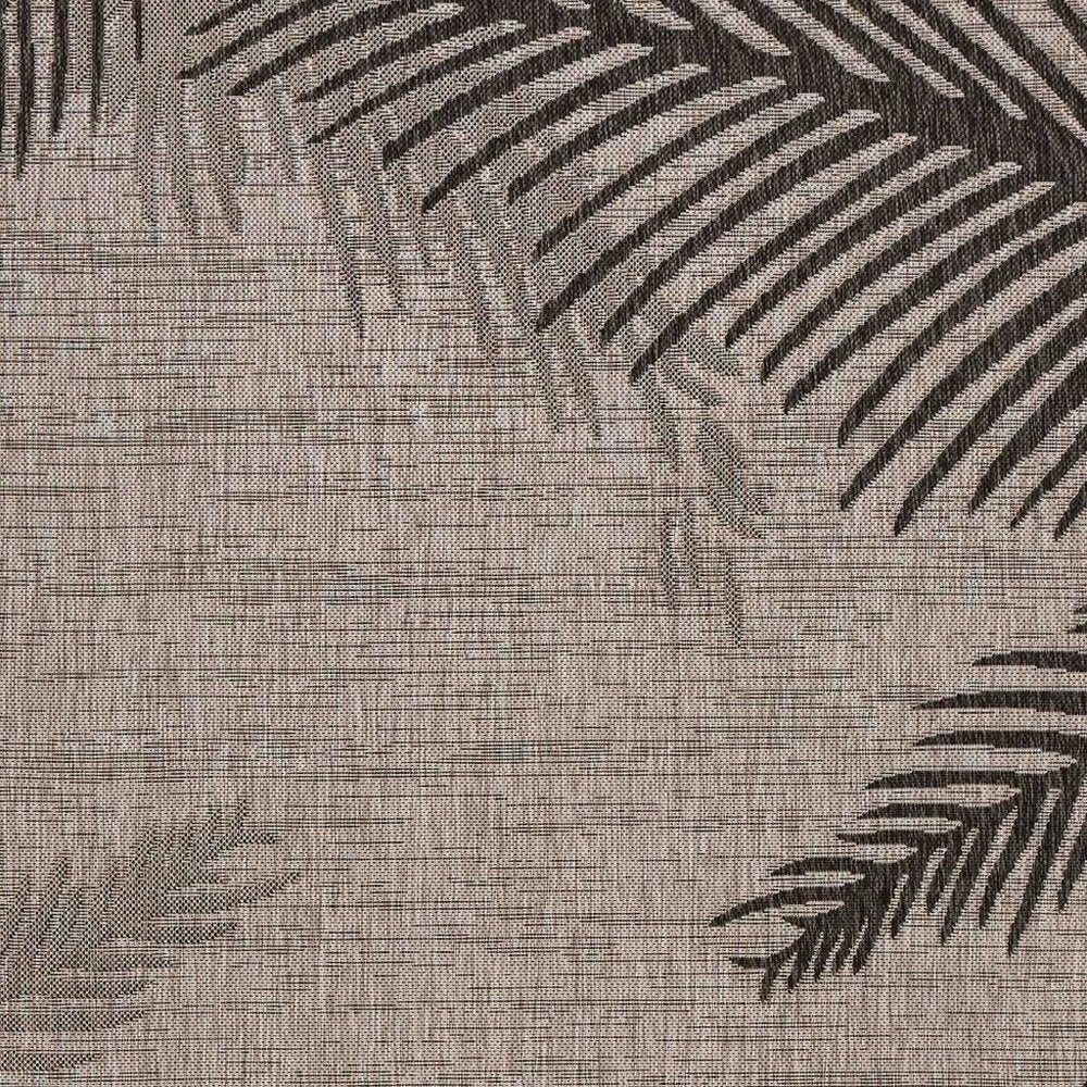 5' X 7' Beige And Red Palm Leaf Indoor Outdoor Area Rug
