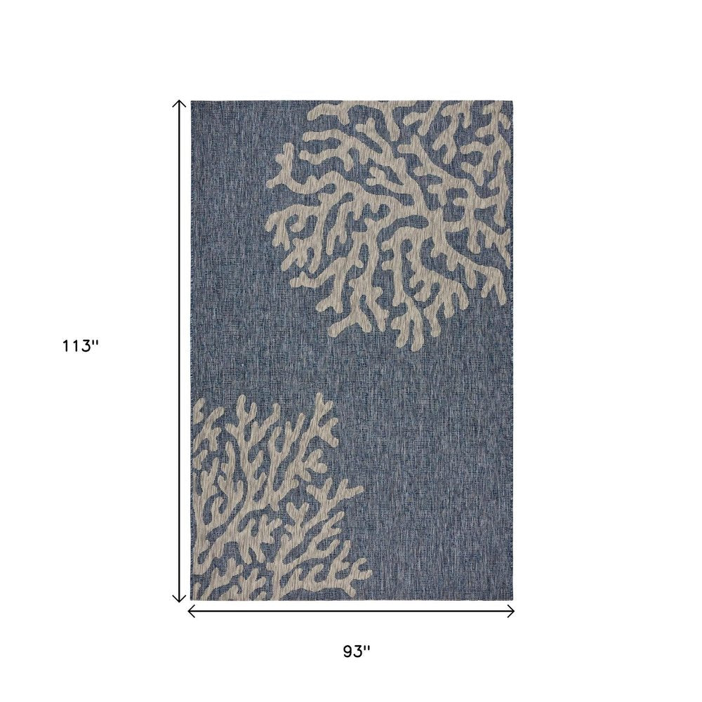 5' X 7' Blue And Gray Indoor Outdoor Area Rug