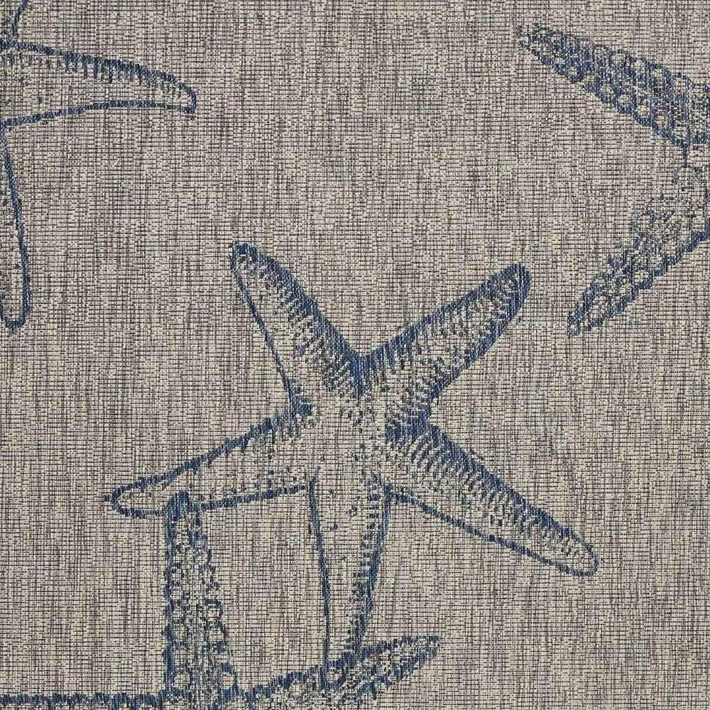 8' X 9' Blue And Gray Starfish Indoor Outdoor Area Rug