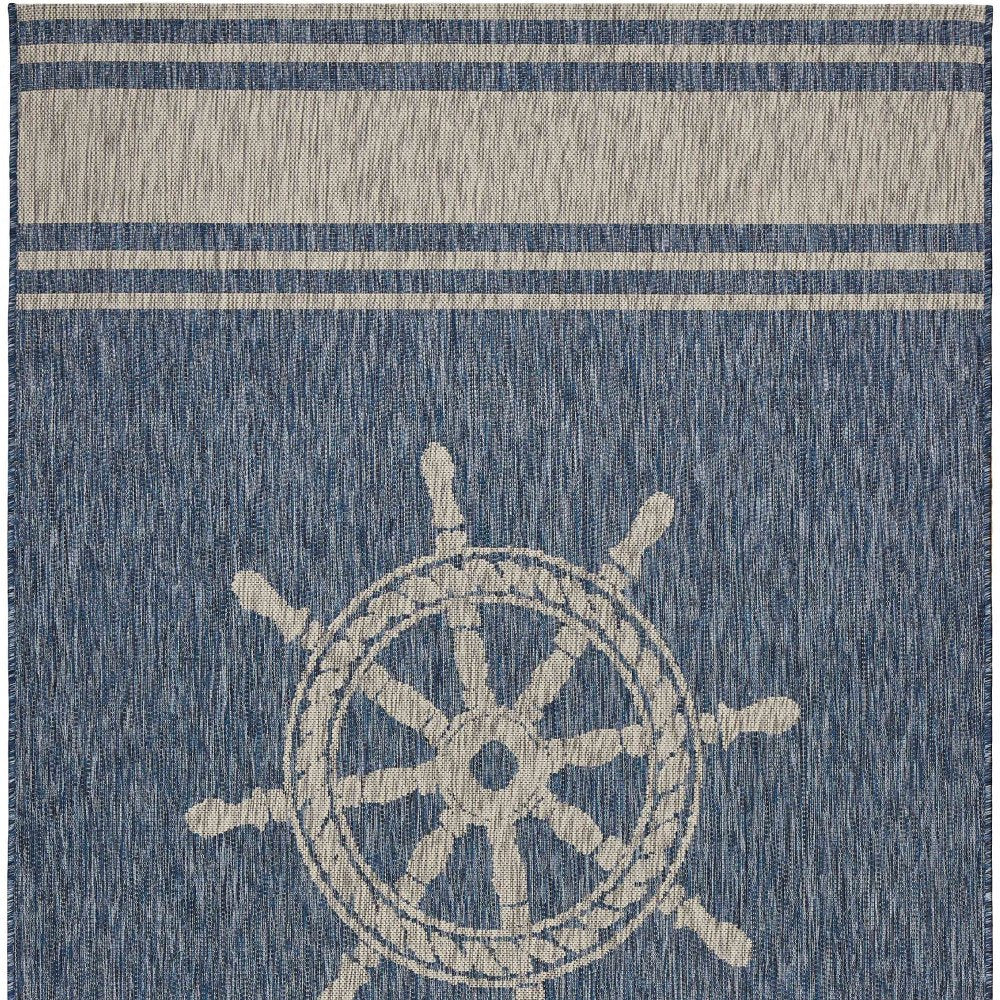 5' X 7' Blue And Gray Indoor Outdoor Area Rug