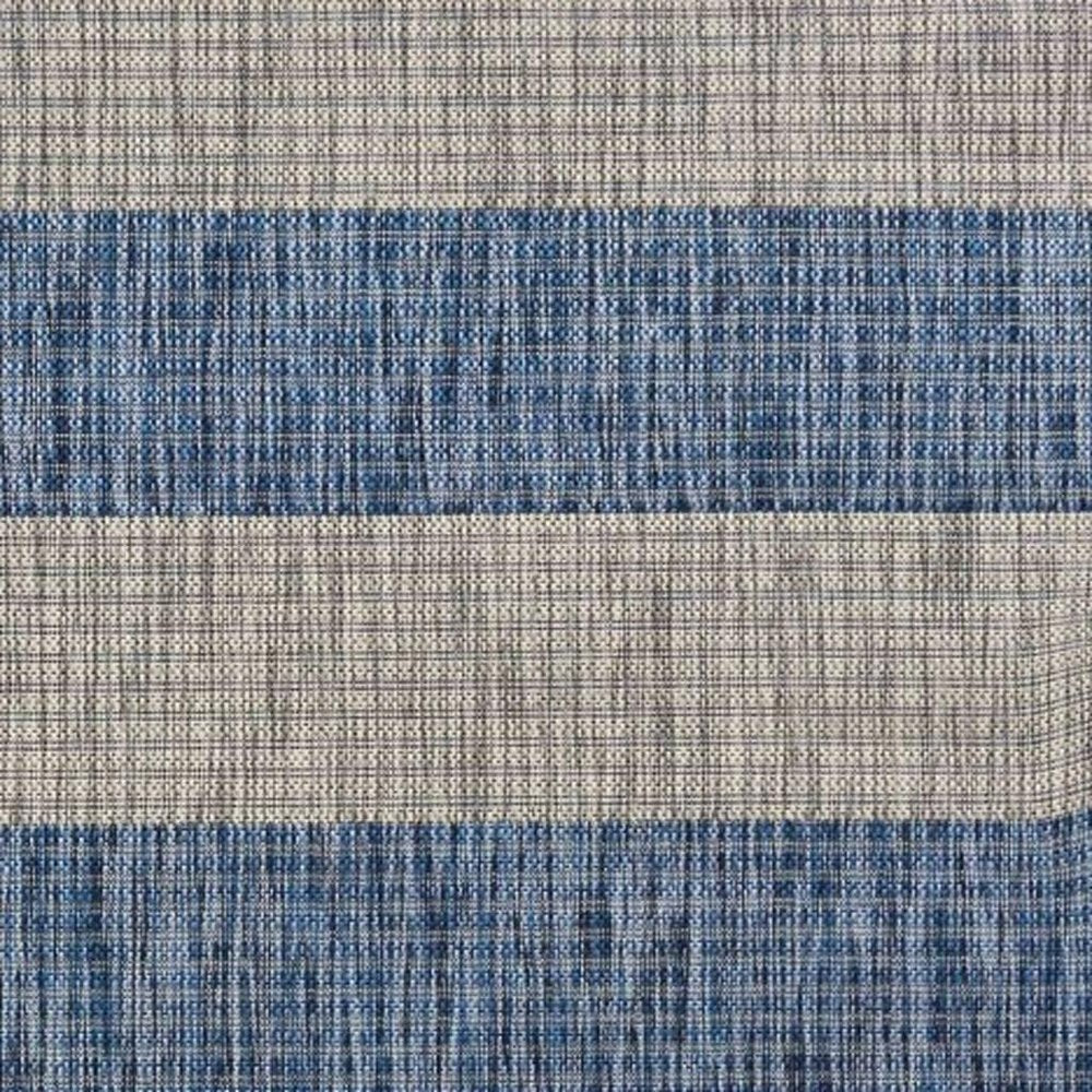 5' X 7' Blue And Gray Striped Indoor Outdoor Area Rug