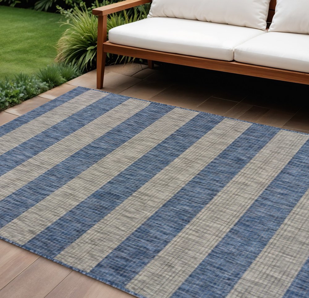 2' X 3' Blue And Gray Indoor Outdoor Area Rug