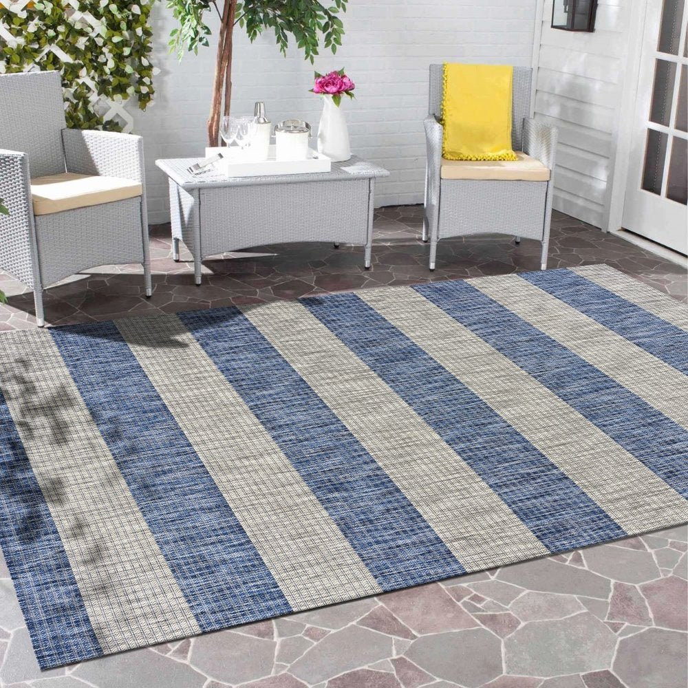 2' X 3' Blue And Gray Indoor Outdoor Area Rug