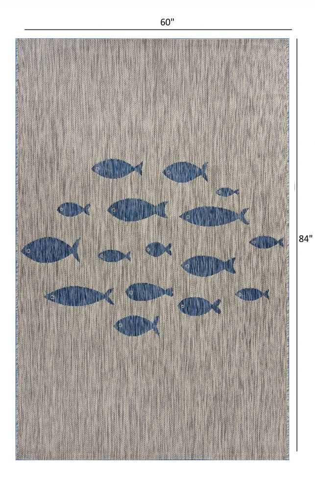8' X 10' Gray Indoor Outdoor Area Rug