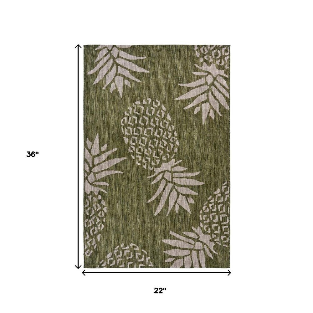 2' X 3' Green Indoor Outdoor Area Rug
