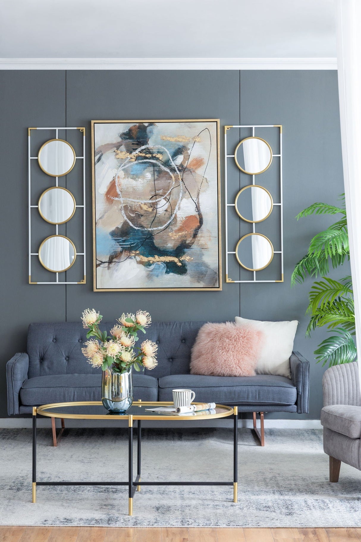 3 Mirror Piece Wall Mirror InRectangular Frame, Home Wall Decor For Bedroom Living Room