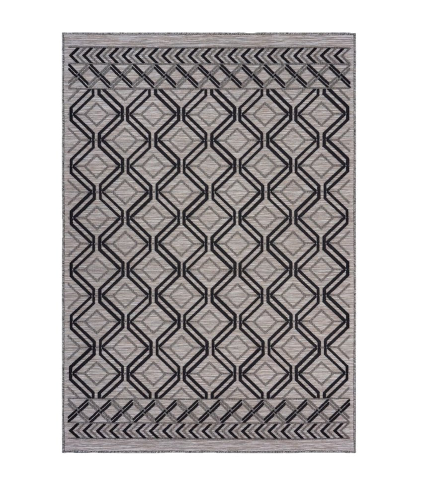 8' X 10' Black And Tan Indoor Outdoor Area Rug