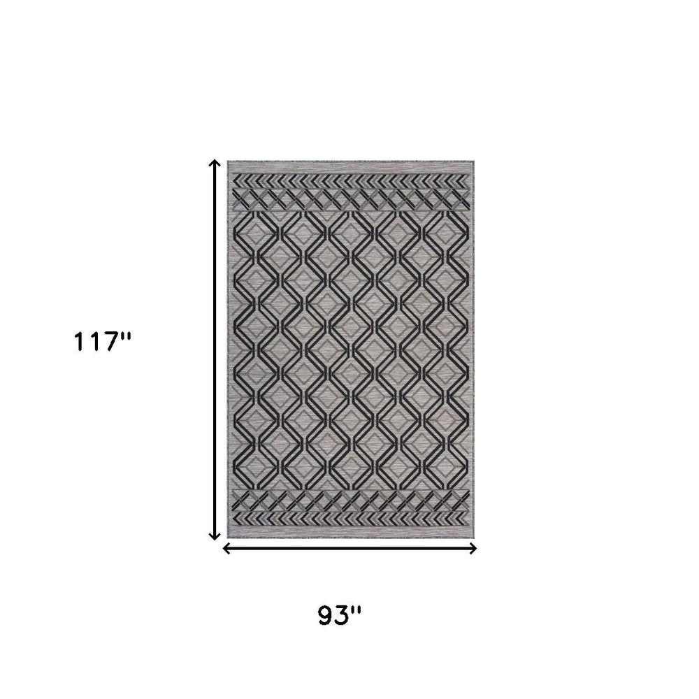 8' X 10' Black And Tan Indoor Outdoor Area Rug