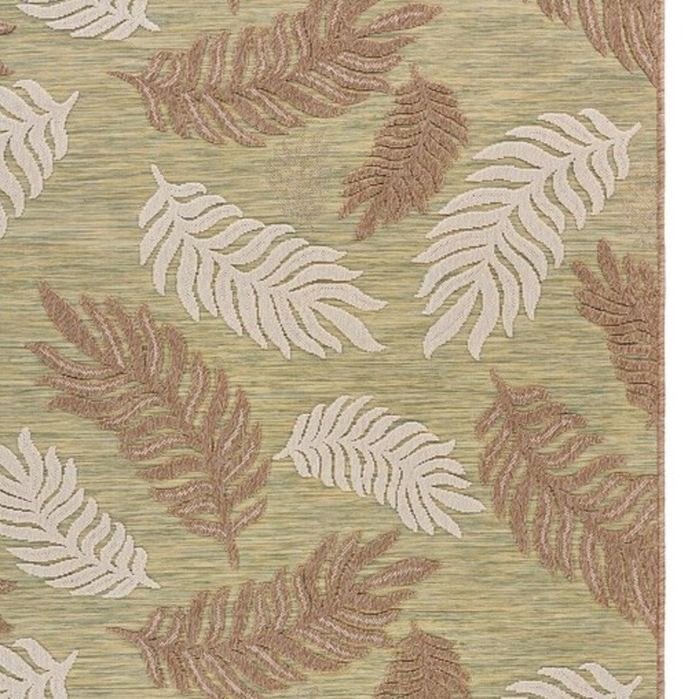 5' X 7' Green And Ivory Indoor Outdoor Area Rug