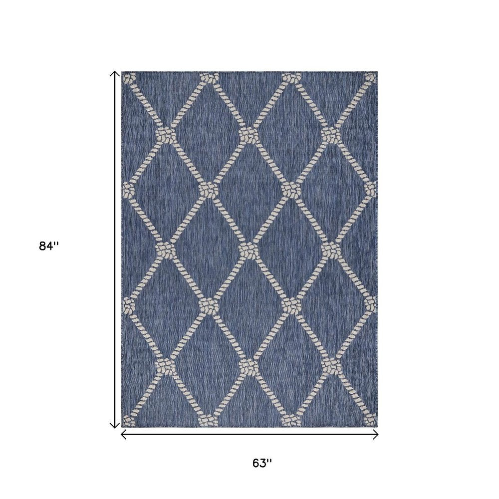 5' X 7' Blue And Gray Indoor Outdoor Area Rug