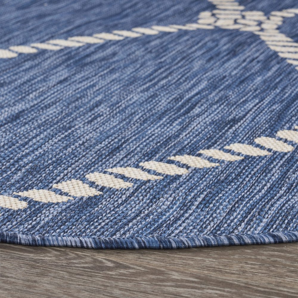 5' X 7' Blue And Gray Indoor Outdoor Area Rug