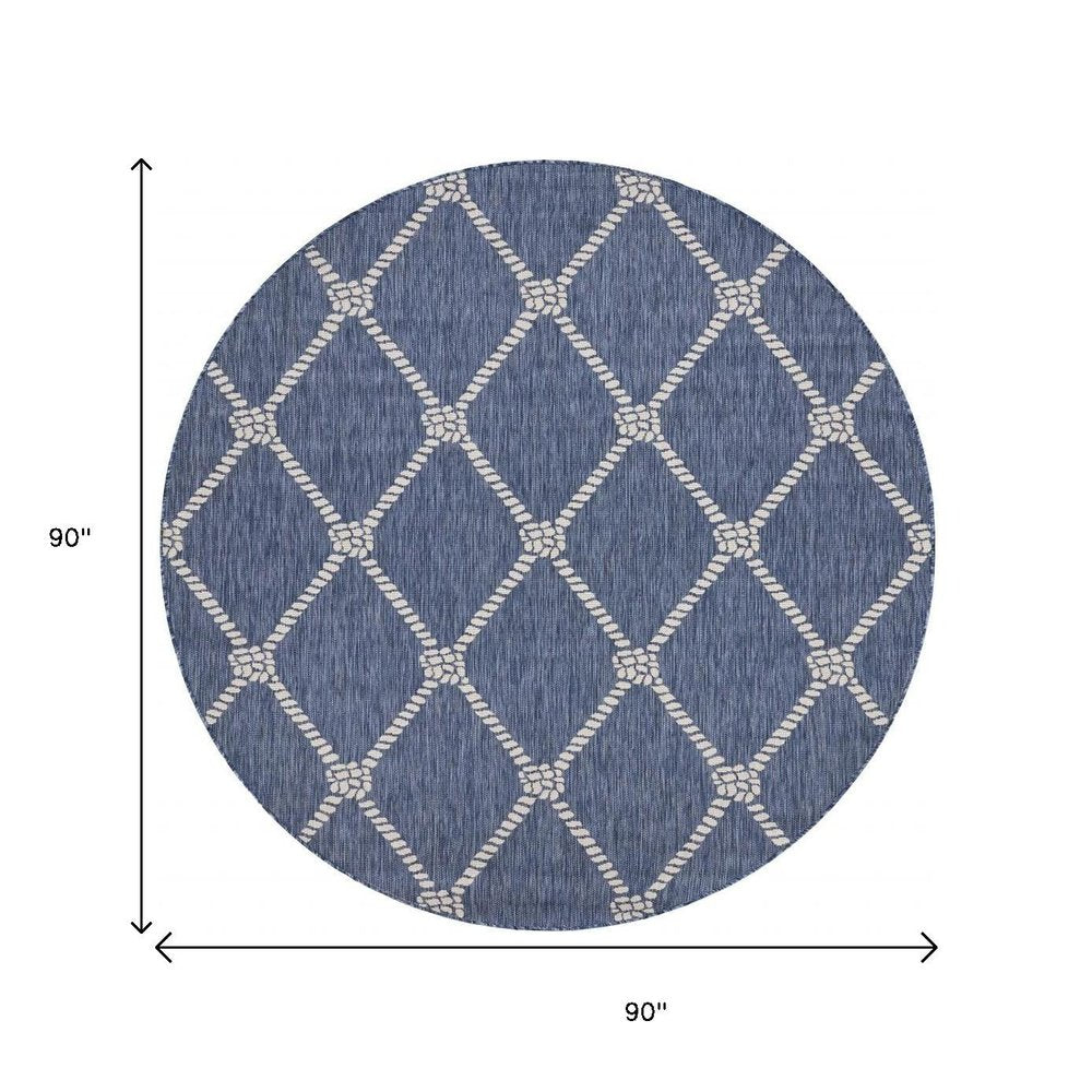 5' X 7' Blue And Gray Indoor Outdoor Area Rug