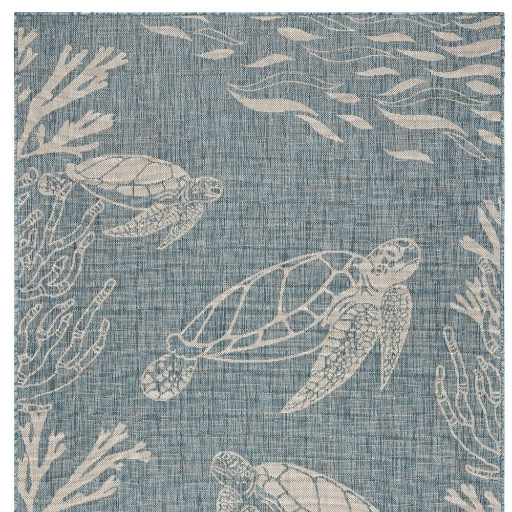 8' X 9' Blue And Gray Indoor Outdoor Area Rug