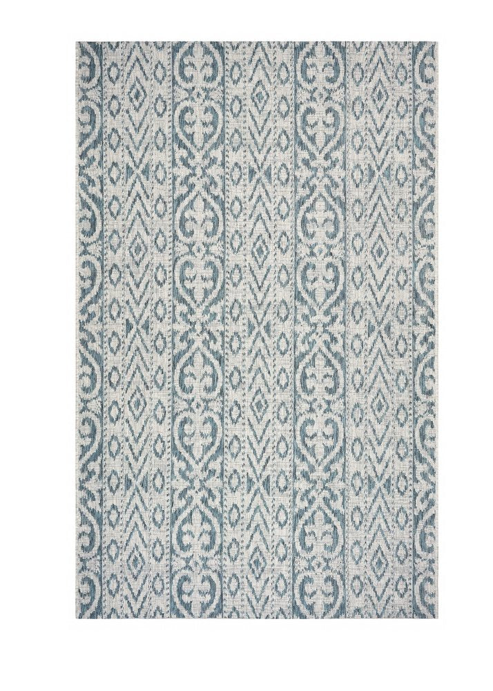5' X 8' Blue And White Indoor Outdoor Area Rug