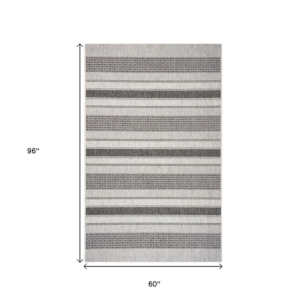 2' X 3' Gray And Black Indoor Outdoor Area Rug